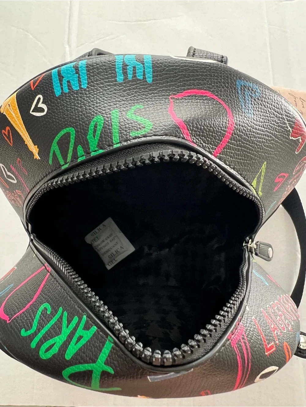 Karl Lagerfeld  Black Mini Backpack with Multicolor Graffiti